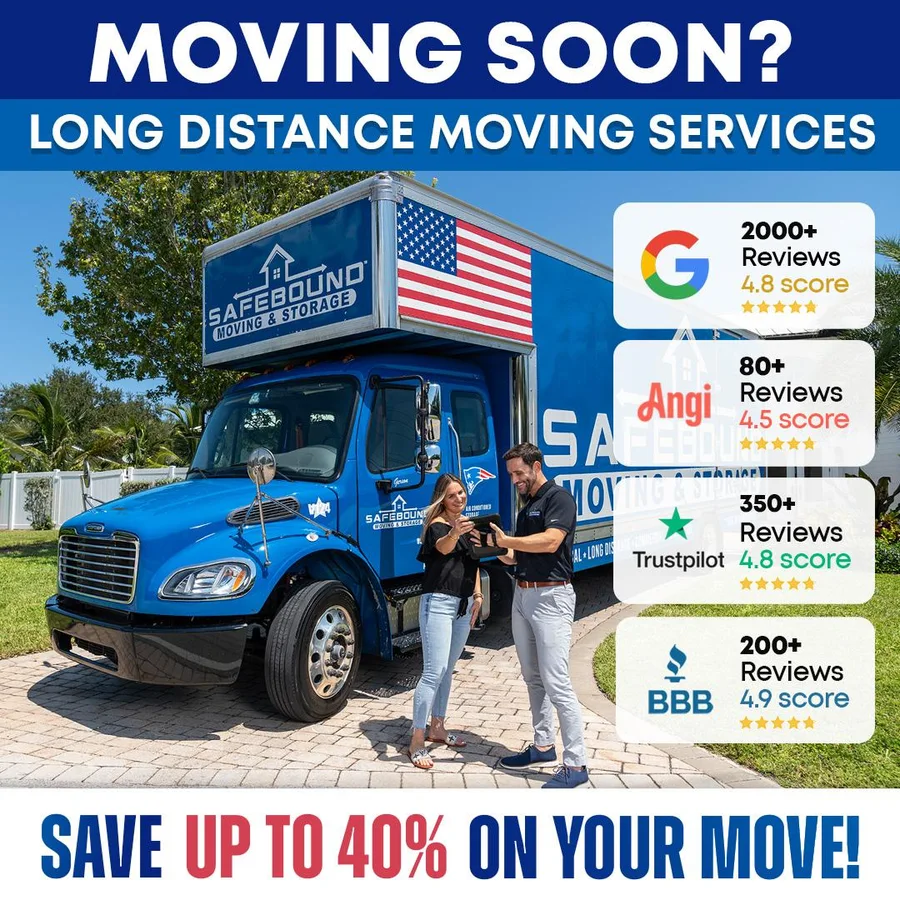 Safebound Moving and Storage long distance moving ad offering savings on the move