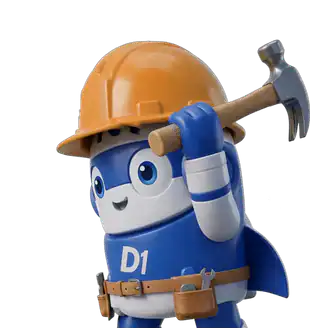The D1TechCreative rocket mascot, ready to build a roofing company website