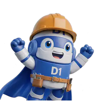 The D1TechCreative rocket mascot, ready to build a moving company website