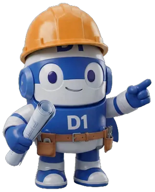 The D1TechCreative rocket mascot, ready to build a general contractor website