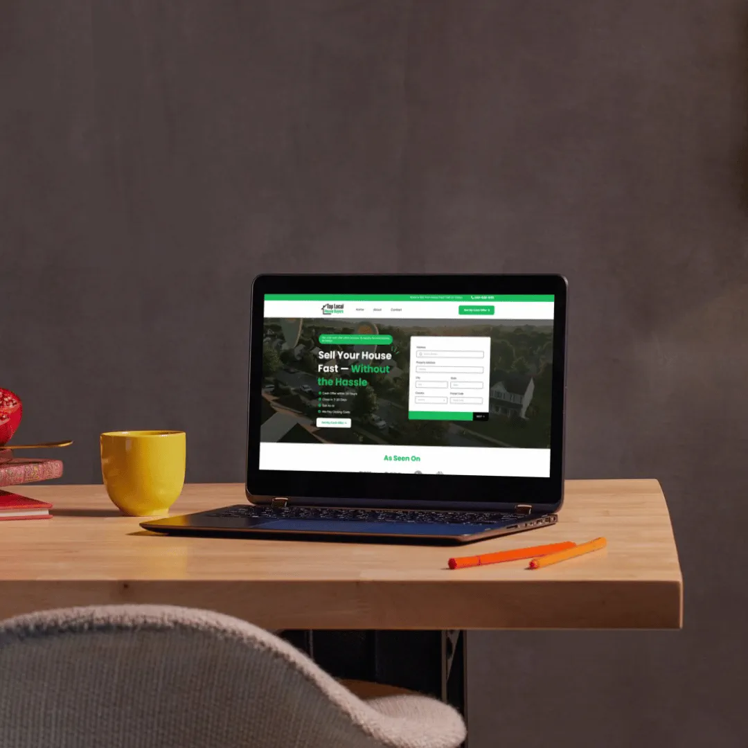 Top Local House Buyers website on a laptop