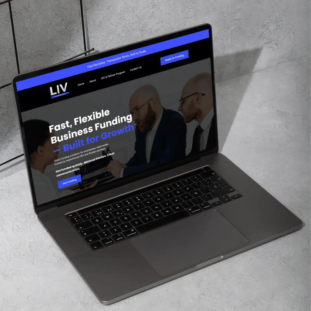 Liv Funding website on a laptop