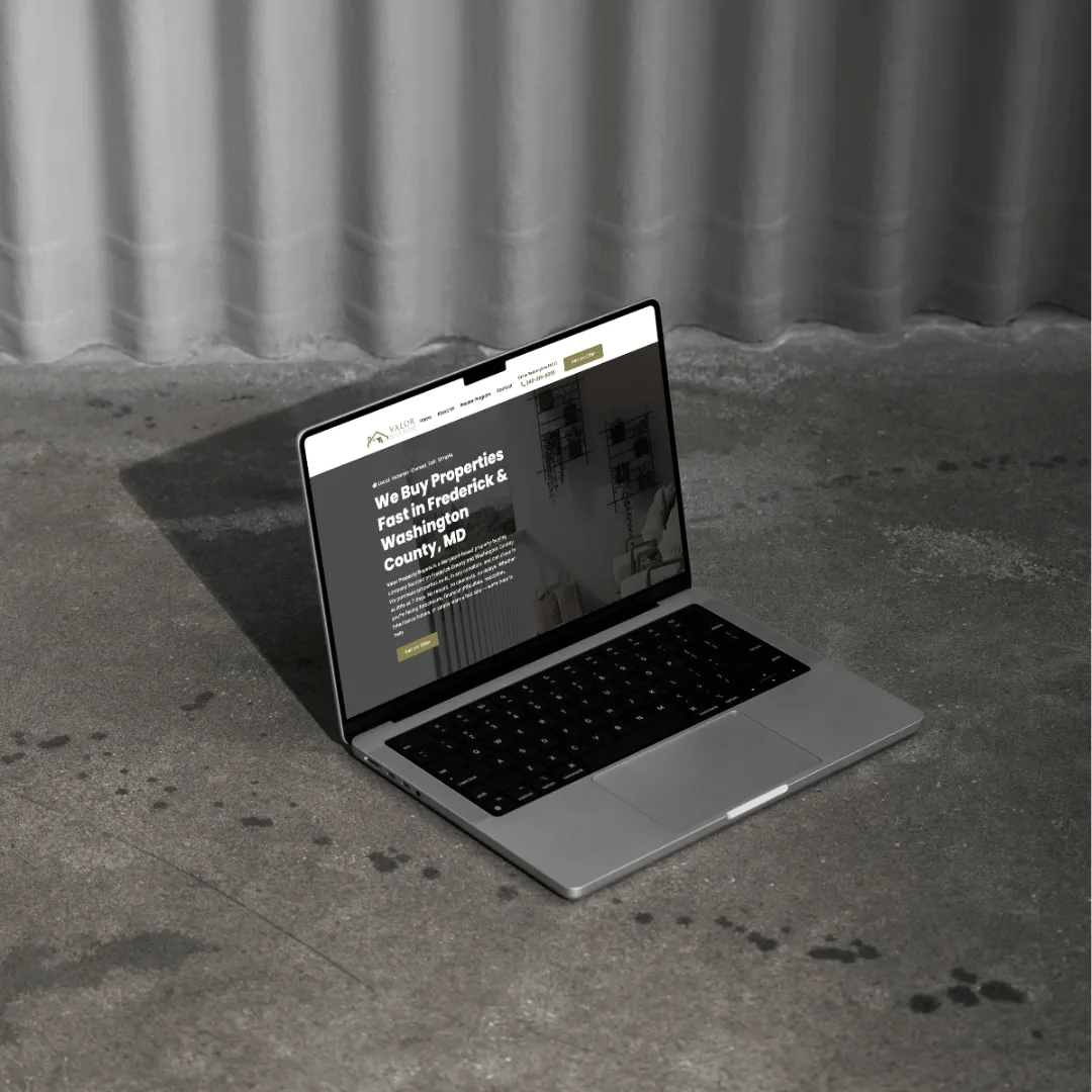 Valor House Buyers website on a laptop